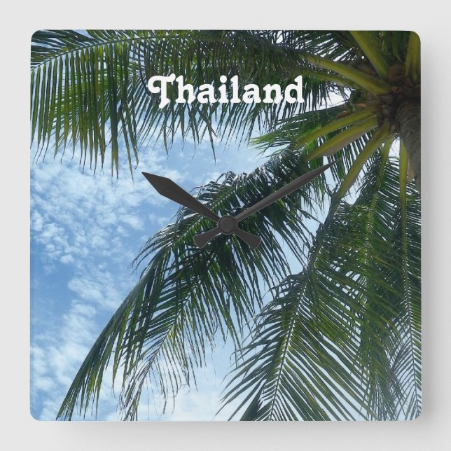 Thailand palmträd fyrkantig klocka (Framsida)