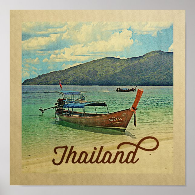 Thailand Poster Vintage resor Thai Boat (Framsidan)
