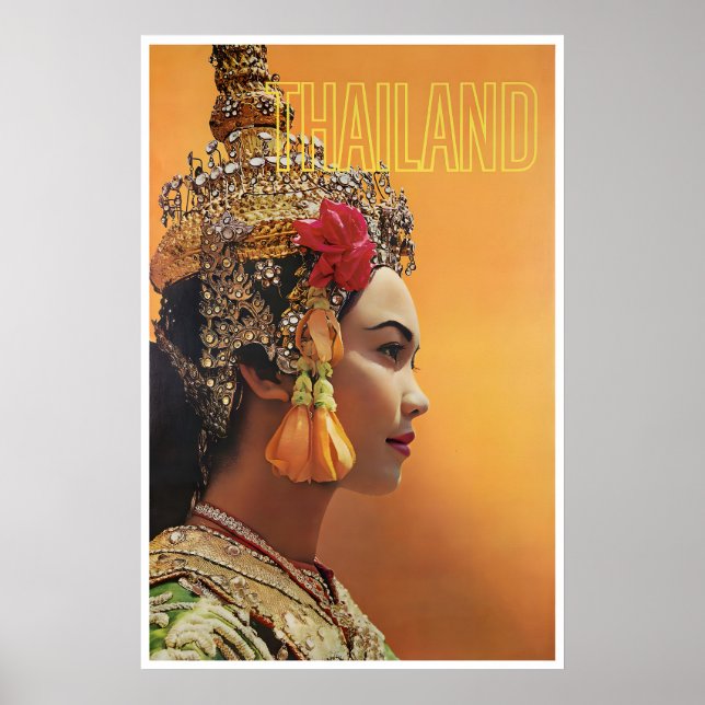 Thailand Resemålning Affisch Thai Kvinna Konst Fly (Framsidan)