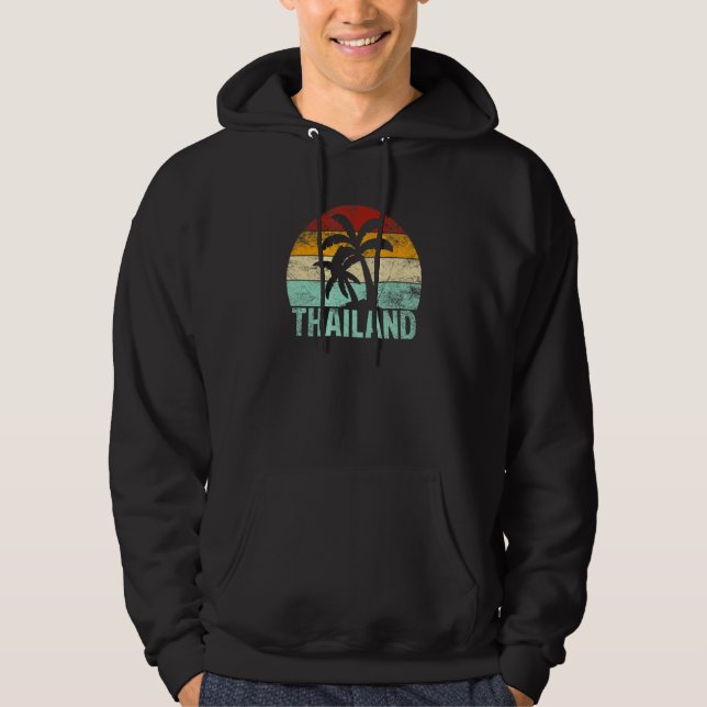 Thailand Retro Handflatan Träd Vintage Sunset Souv Hoodie (Framsida)