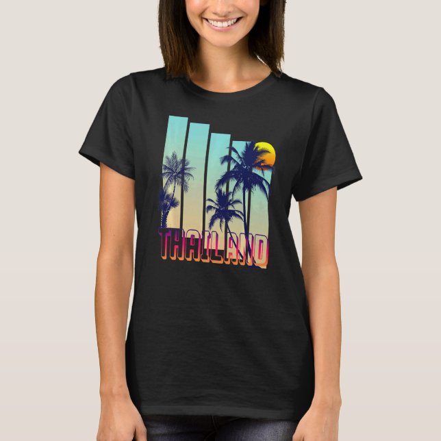 Thailand Retro Vintage Stil Handflatan Träd T Shirt (Framsida)