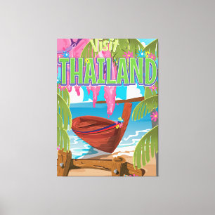 Thailand roligt vintage resor poster canvastryck
