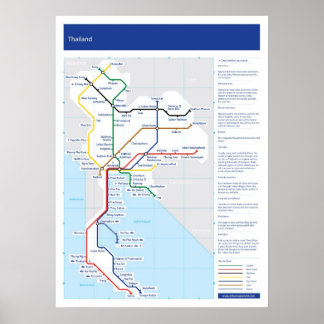 Thailand, rör karta poster