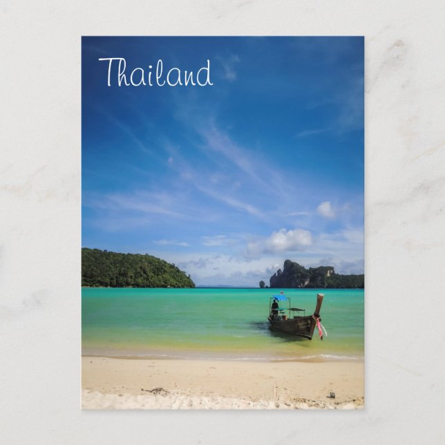 Thailand strandfoto med fiskebåten vykort (Framsida)