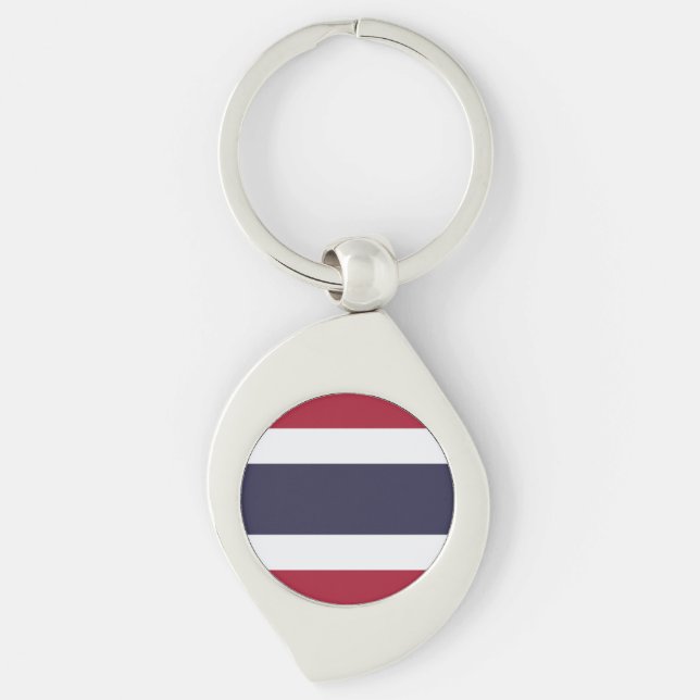 Thailand Swirl Silverfärgad Nyckelring (Framsidan)