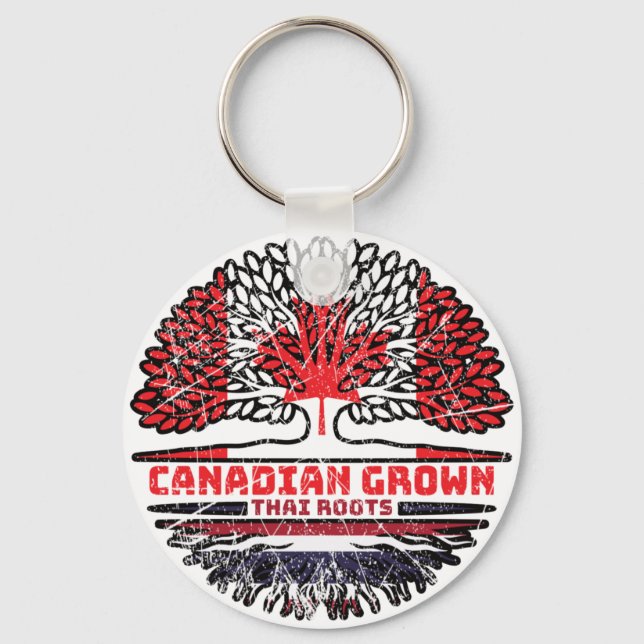 Thailand Thai Canadian Canada Träd Roots Flagga Nyckelring (Framsida)