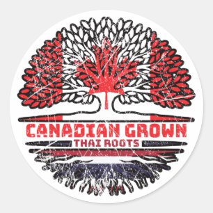 Thailand Thai Canadian Canada Träd Roots Flagga Runt Klistermärke