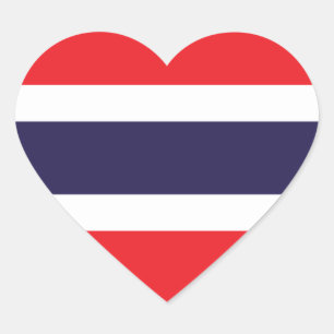 Thailand/thailändsk flagga hjärtformat klistermärke