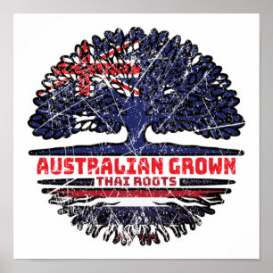 Thailand Thailändska Australiensisk Australien Trä Poster