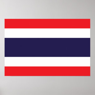 Thailand - thailändska Flagga Poster