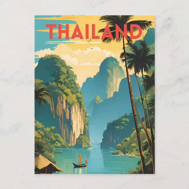 Thailand Traditionell reseaffisch Vykort (Framsida)