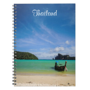 Thailand Travel Beach Photo with FishBoat Anteckningsbok Med Spiral