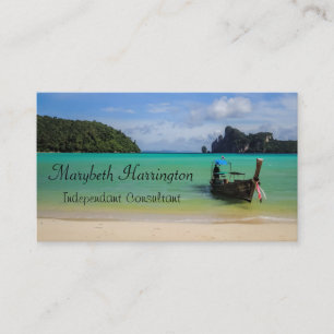 Thailand Travel Beach Photo with FishBoat Visitkort