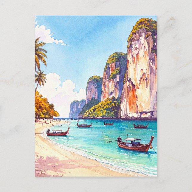 Thailand Tropical Beach Vintage resor Vykort (Framsida)