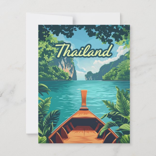 Thailand Tropical Island Long Svan Boat Card (Framsida)