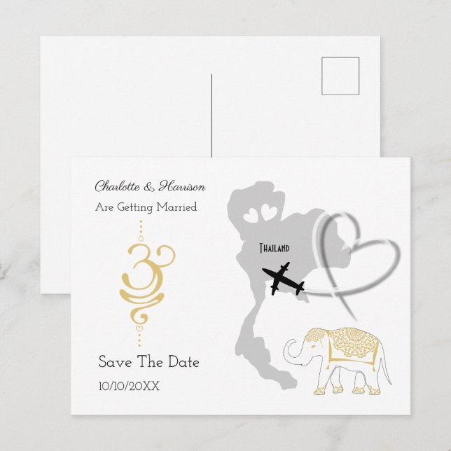 Thailand Tropisk Bröllopsdestination Meddelande Vykort (Fram/baksida)