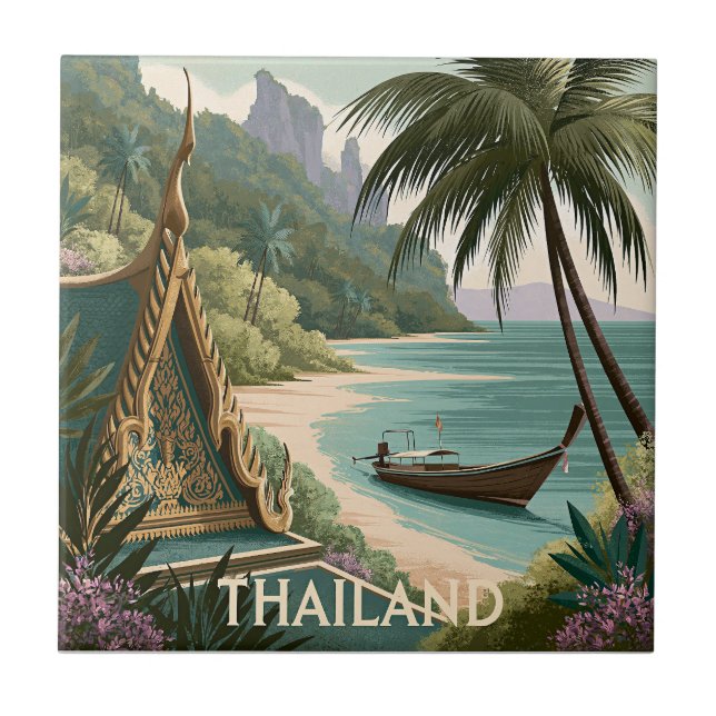 Thailand Tropisk Illustration Kakelplatta (Framsidan)