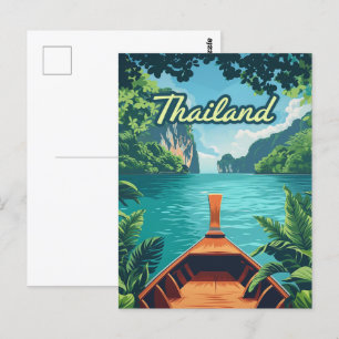 Thailand Tropiska ön Long Svan Boat Vintage Vykort