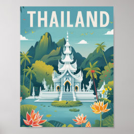 Thailand Vintage Berömd Travel Ställe Poster