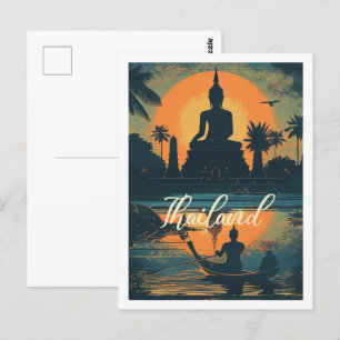 Thailand Vintage Berömd Travel Ställe Vykort