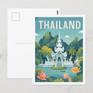 Thailand Vintage Berömd Travel Ställe Vykort
