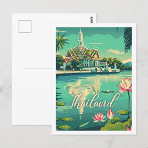 Thailand Vintage Berömd Travel Ställe Vykort