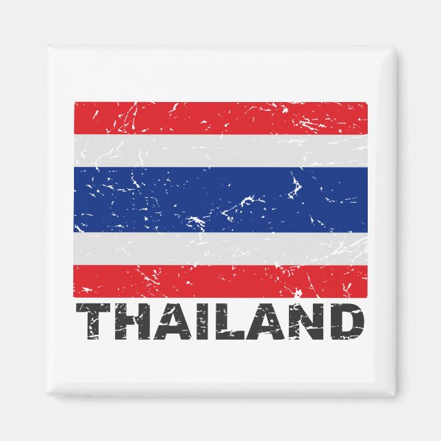 Thailand Vintage Flagga Magnet (Framsidan)