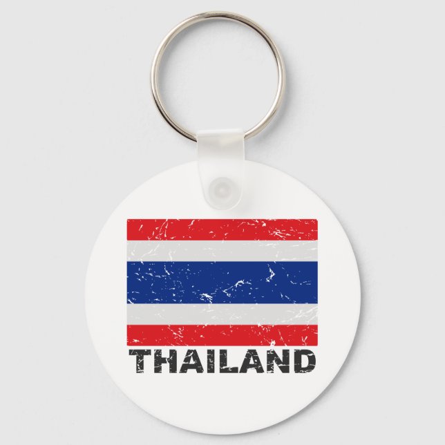 Thailand Vintage Flagga Nyckelring (Framsida)