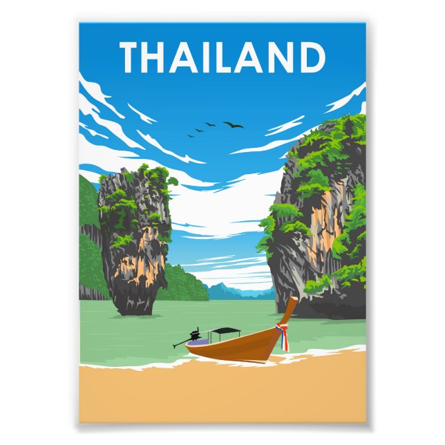 Thailand Vintage Minimal Retro Traevl Poster (Framsidan)