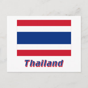 Thailands flagga med namn vykort