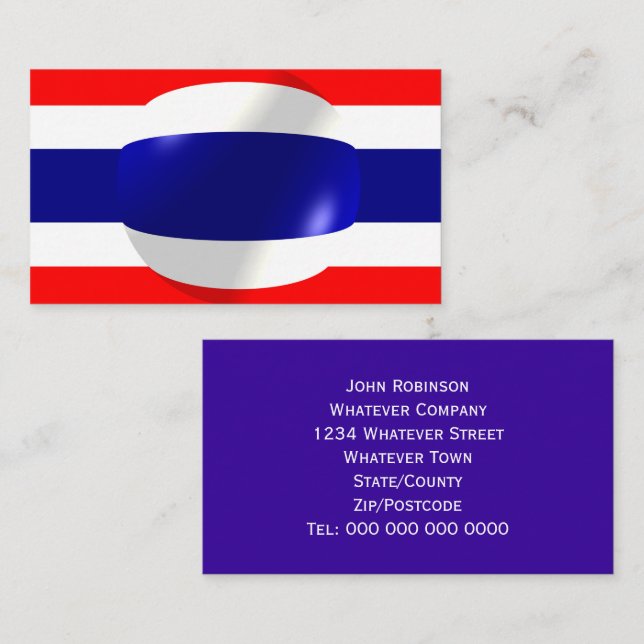 Thailands flagga visitkort (Fram/baksida)
