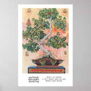Thailändsk Bonsai-träd Konsttryck Traditionell Kal Poster