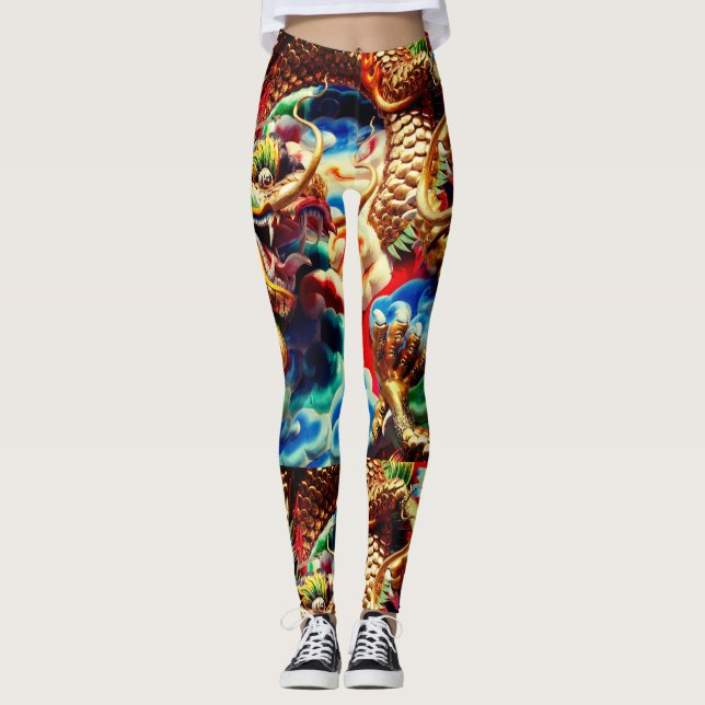 Thailändsk drake leggings (Framsida)