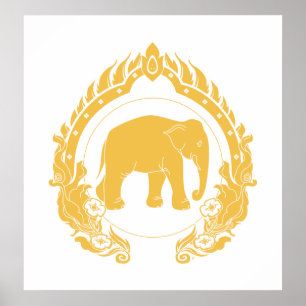 Thailändsk elefant (guld) poster