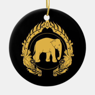Thailändsk elefant julgransprydnad keramik