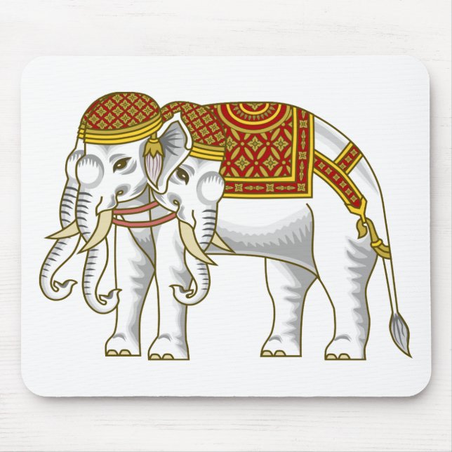 Thailändsk Erawan vitelefant Musmatta (Framsidan)