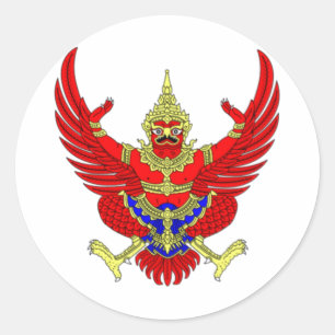 THAILÄNDSK FLAGGA FÖR THAILAND VAPENSKÖLDEMBLEM RUNT KLISTERMÄRKE
