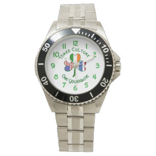 Thailändsk irländsk amerikansk Shamrock Flagga Per Armbandsur