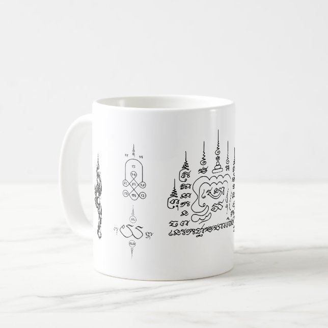 Thailändsk Yantra för lycklig kaffekopp (Framsida vänster)