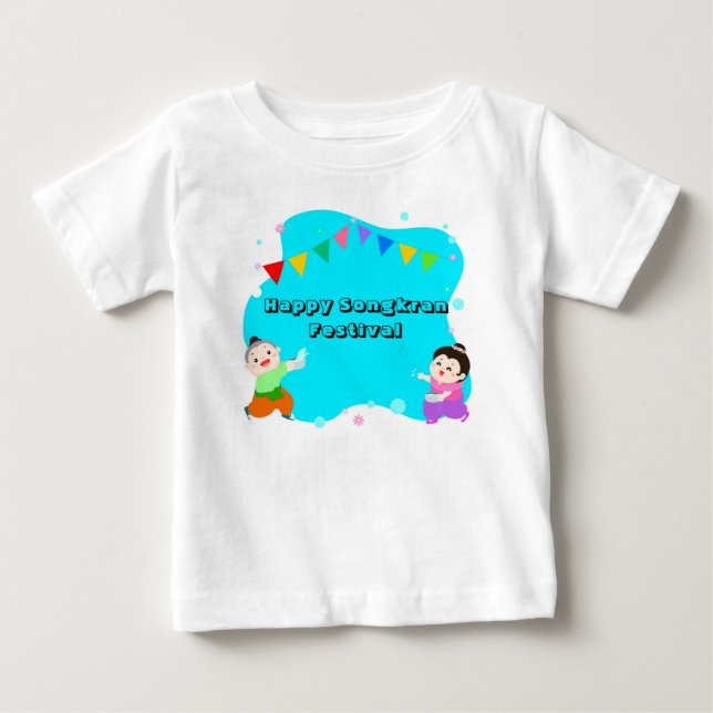 Thailändska barn på Songkran Day Vatten festival T Shirt (Framsida)