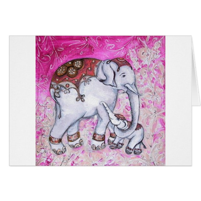 THAILÄNDSKA ELEFANTER HÄLSNINGSKORT (Framsidan Horizontal)