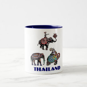 Thailändska elefanter Thailand reser souvenir Två-Tonad Mugg