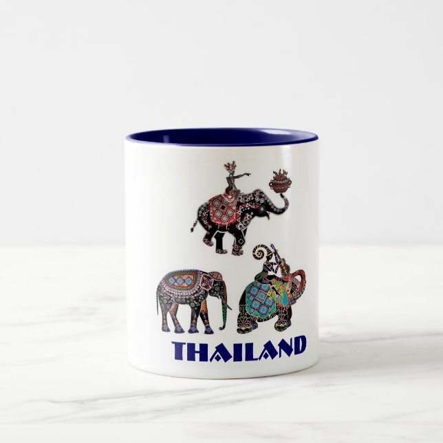 Thailändska elefanter Thailand reser souvenir Två-Tonad Mugg (Center)