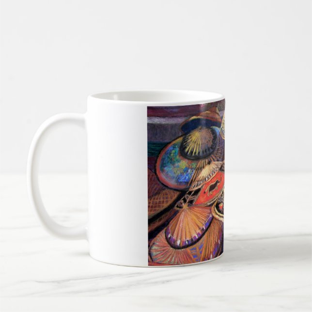 Thailändska hattar på flyta marknadsför kaffemugg (Vänster)