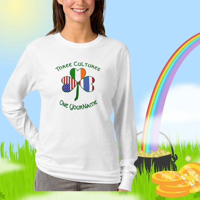 Thailändska Irländska Amerikanska flaggor Shamrock T Shirt (Skapare uppladdad)