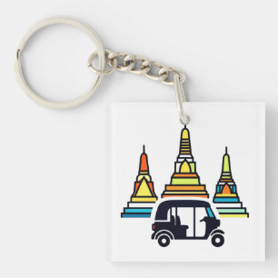 Thailändska tempel och tuk tukar