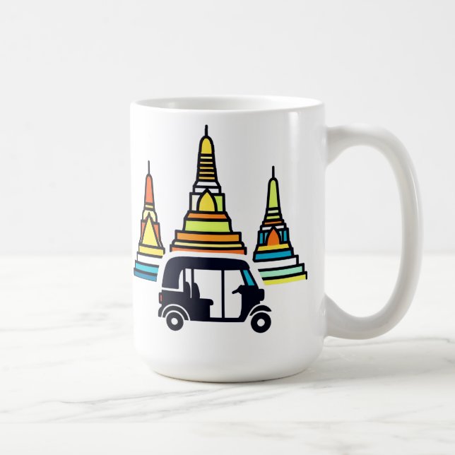Thailändska tempel och tuk tukar kaffemugg (Höger)