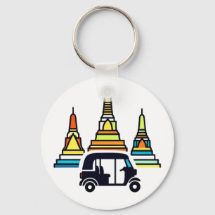 Thailändska tempel och tuk tukar nyckelring