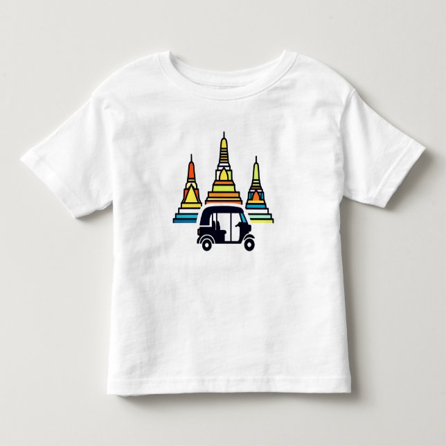 Thailändska tempel och tuk tukar t shirt (Framsida)