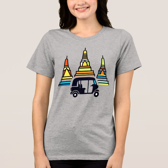 Thailändska tempel och tuk tukar t shirt (Framsida)